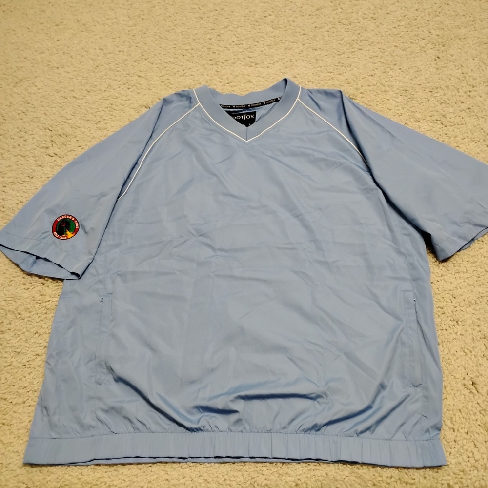FootJoy Jacket Mens Large Blue Short Sleeve Windshirt Windbreaker Dragon Golf